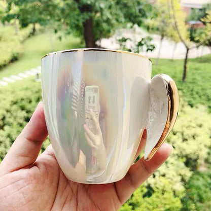 Fairy cup golden angel wings ceramic cup pearl glaze creative coffee cup milk tea cup wedding hand gift cup