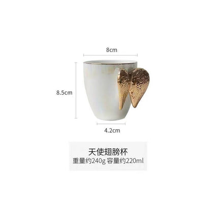 Fairy cup golden angel wings ceramic cup pearl glaze creative coffee cup milk tea cup wedding hand gift cup