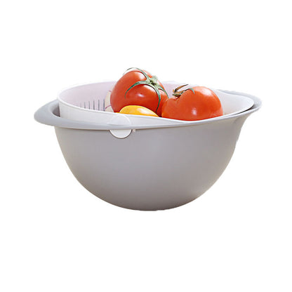 2019 new multifunctional storage basket plastic portable round double drain basket fruit basket vegetable basket