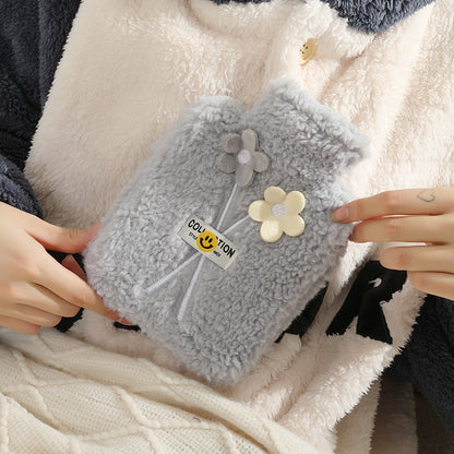 New cute plush plug-in water-filled hot water bottle, thickened explosion-proof PVC hot water bottle, removable and washable, ready for wholesale