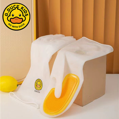 Kitchen Cleaning Magic Brush Dishwashing Gloves Non-slip Insulated Silicone Thickened Household Dishwashing Gloves Small Yellow Duck Gloves