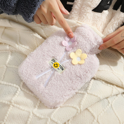 New cute plush plug-in water-filled hot water bottle, thickened explosion-proof PVC hot water bottle, removable and washable, ready for wholesale