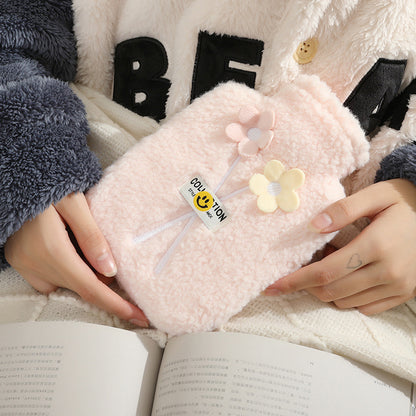 New cute plush plug-in water-filled hot water bottle, thickened explosion-proof PVC hot water bottle, removable and washable, ready for wholesale