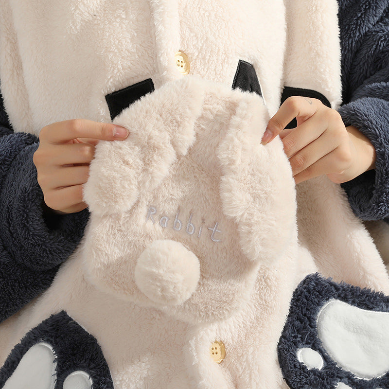 New cute plush plug-in water-filled hot water bottle, thickened explosion-proof PVC hot water bottle, removable and washable, ready for wholesale