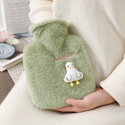 New cute plush plug-in water-filled hot water bottle, thickened explosion-proof PVC hot water bottle, removable and washable, ready for wholesale