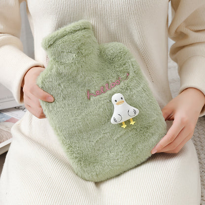 New cute plush plug-in water-filled hot water bottle, thickened explosion-proof PVC hot water bottle, removable and washable, ready for wholesale