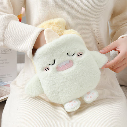 New cute plush plug-in water-filled hot water bottle, thickened explosion-proof PVC hot water bottle, removable and washable, ready for wholesale