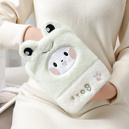 New cute plush plug-in water-filled hot water bottle, thickened explosion-proof PVC hot water bottle, removable and washable, ready for wholesale