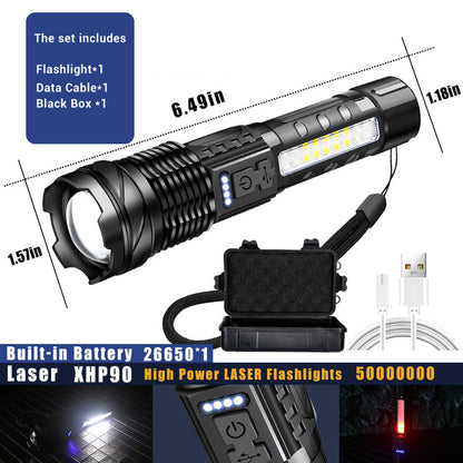 Cross-border new strong light flashlight white laser highlight waterproof outdoor lighting emergency work light running fishing light