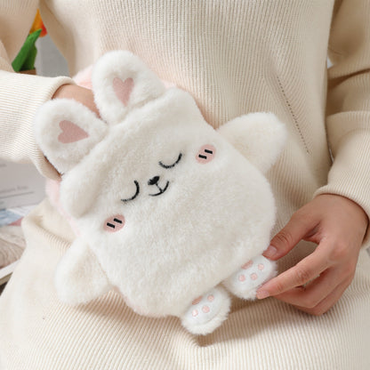 New cute plush plug-in water-filled hot water bottle, thickened explosion-proof PVC hot water bottle, removable and washable, ready for wholesale