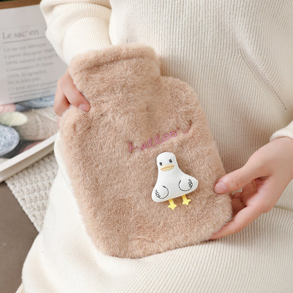 New cute plush plug-in water-filled hot water bottle, thickened explosion-proof PVC hot water bottle, removable and washable, ready for wholesale